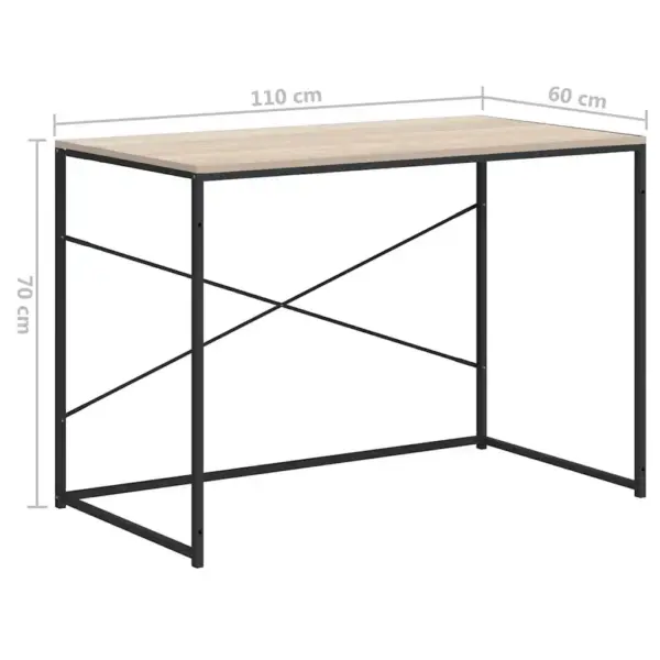 Arvutilaud musta metallraamiga ja tammevärvi plaadiga, 110 x 60 x 70 cm – 8