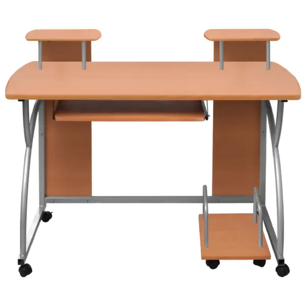 Ratastega arvutilaud klaviatuurialusega, pruun, 110 x 52 x 88,5 cm – 2