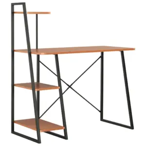 Arvutilaud riiulisüsteemiga, must ja pruun, 102 x 50 x 117 cm