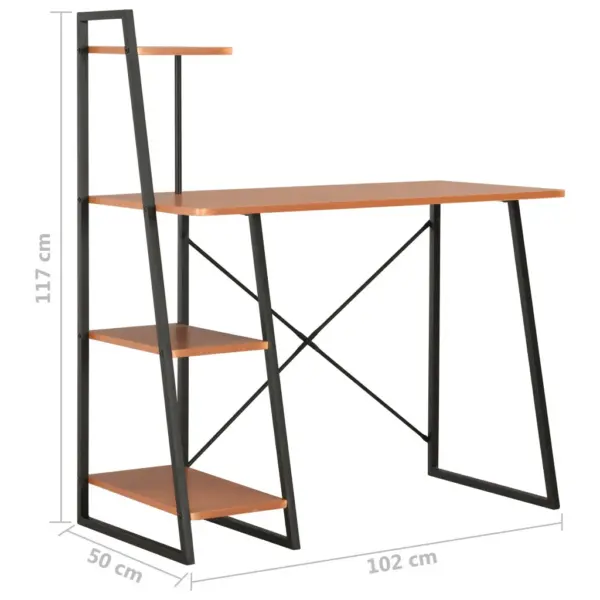 Arvutilaud riiulisüsteemiga, must ja pruun, 102 x 50 x 117 cm – 7