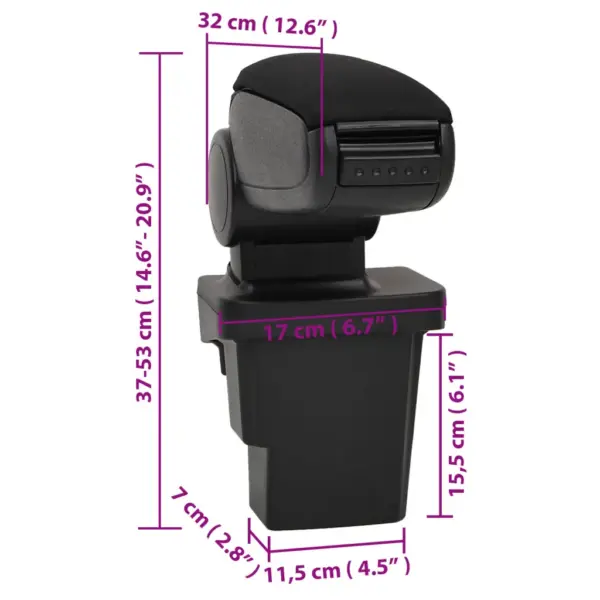 Reguleeritav auto käetugi panipaigaga, must, Ford Focus III 2012–2015, ABS, 17 x 32 x 37–53 cm – 10