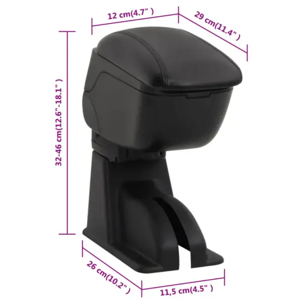 Reguleeritav auto käetugi panipaigaga, must ABS, 12 x 29 x (32–46) cm, LADA Kalina/Granta 2012–2018 - 12