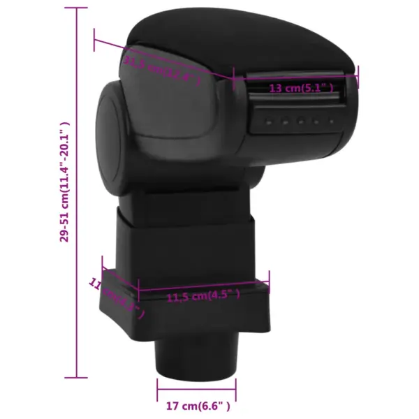 Reguleeritav auto käetugi panipaigaga CITROEN C-Quatre (2009)/C4-le, must, ABS, 13 x 31,5 x (29-51) cm – 10