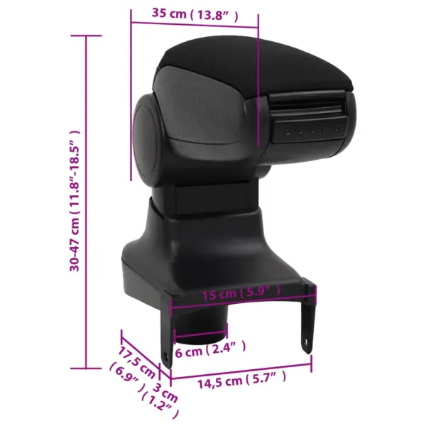Reguleeritava kõrgusega auto käetugi panipaigaga, must, ABS, 15 x 35 x (30–47) cm, Renault Clio LHD MK4 (2013) – 10