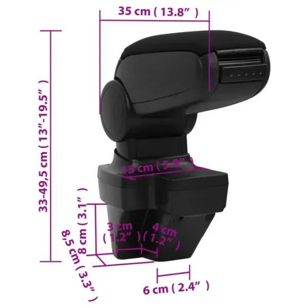 Reguleeritav auto käetugi panipaigaga, must ABS, Renault Clio MK5 (alates 2019), 15 x 35 x 33–49,5 cm – 10
