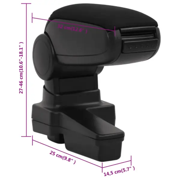 Reguleeritav auto käetugi panipaigaga VW Golf MK4-le, must ABS, 14,5 x 32 x (27–46) cm – 12
