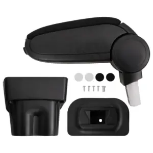 Reguleeritav auto käetugi panipaigaga, must, ABS, VW Touran/Caddy 2003–2018, 17 x 32 x (35,5–52) cm
