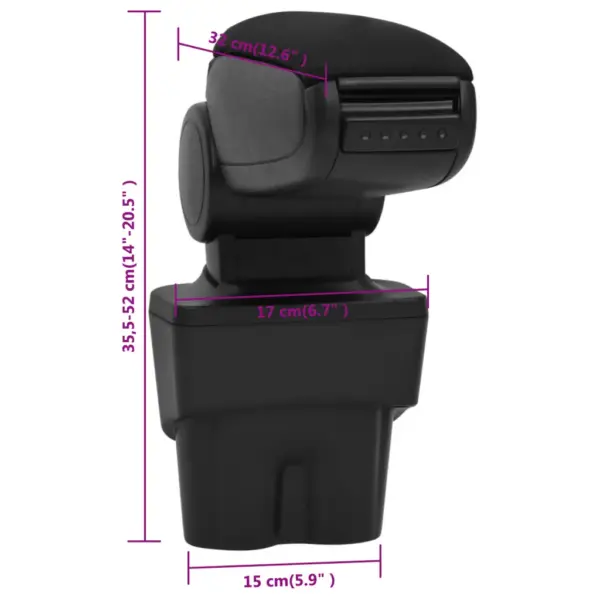Reguleeritav auto käetugi panipaigaga, must, ABS, VW Touran/Caddy 2003–2018, 17 x 32 x (35,5–52) cm – 10