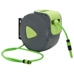 Automaatne seinale kinnitatav aiavoolikupool, 30+2 m, 1/2", roheline-hall, PVC
