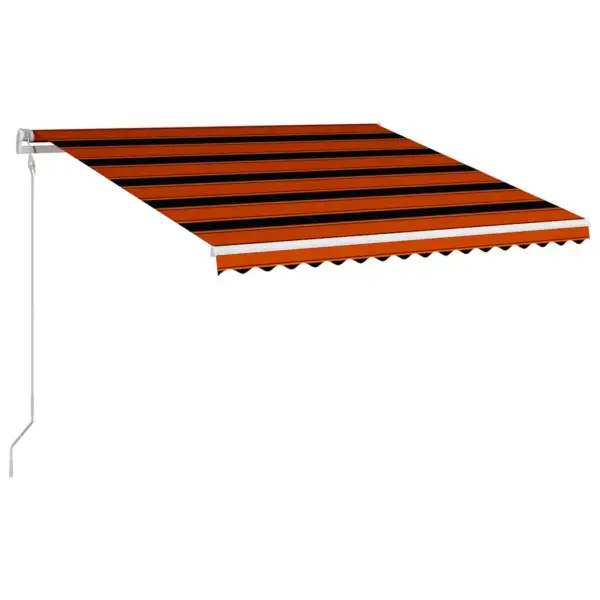 Automaatne sissetõmmatav terrassi varikatus puldiga, 400 x 300 cm, oranž-pruun kangas, valge alumiiniumraam – 3