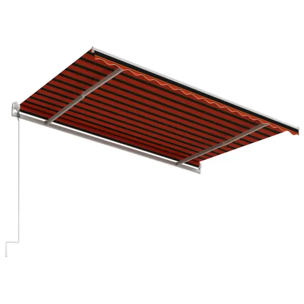 Automaatne sissetõmmatav terrassi varikatus puldiga, 400 x 300 cm, oranž-pruun kangas, valge alumiiniumraam – 4