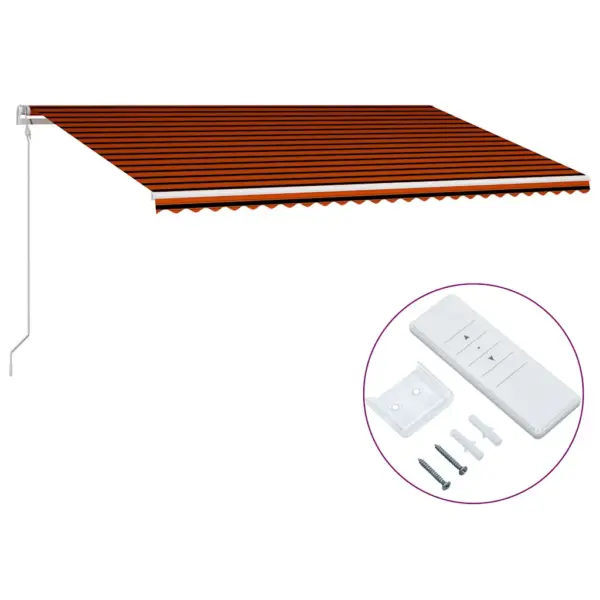 Automaatne seinale paigaldatav terrassivarikatus puldiga, oranž-pruun kangas, 600 x 300 cm – 2