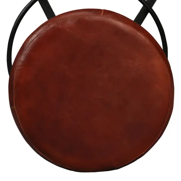 Tööstusliku stiiliga baarikomplekt, 5 osa, India roosipuidust baarilaud 120 x 60 x 107 cm ja nahast baaripukid – 11