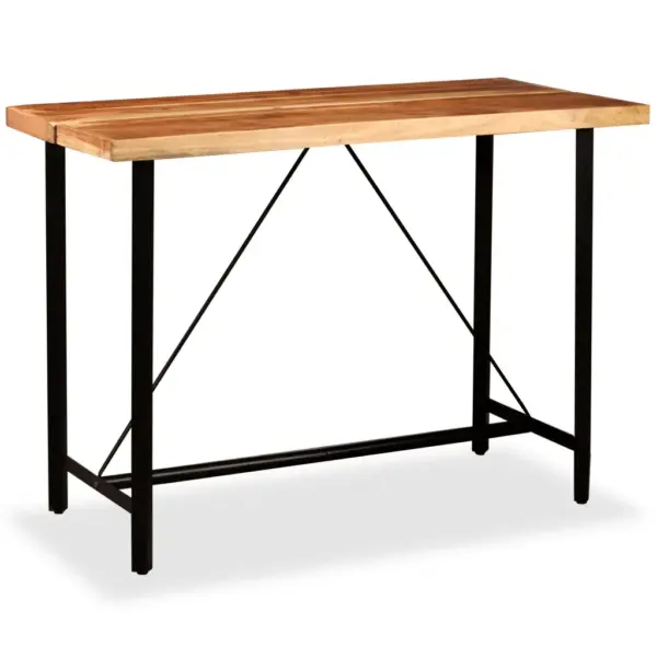 Tööstusliku stiiliga baarikomplekt, 7 osa, akaatsiapuit ja taaskasutatud puit, pruun, laud 150 x 70 x 107 cm – 2