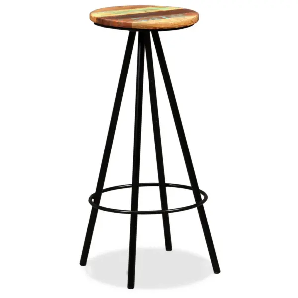 Tööstusliku stiiliga baarikomplekt, 7 osa, akaatsiapuit ja taaskasutatud puit, pruun, laud 150 x 70 x 107 cm – 12