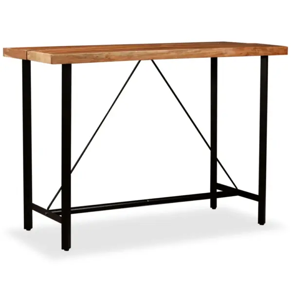 Tööstusliku stiiliga baarikomplekt, 7 osa, akaatsiapuit ja taaskasutatud puit, pruun, laud 150 x 70 x 107 cm – 6