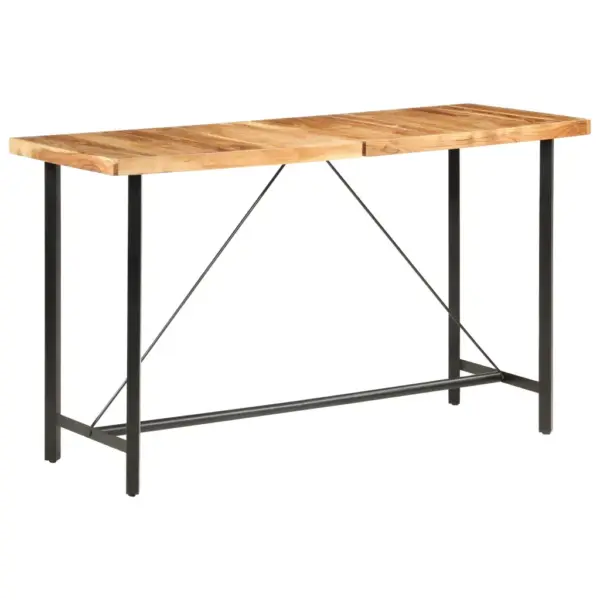 9-osaline baarikomplekt akaatsiapuidust lauaga, nahk- ja purjeriidest baaripukkidega, pruun/must, laud 180 x 70 x 107 cm – 2