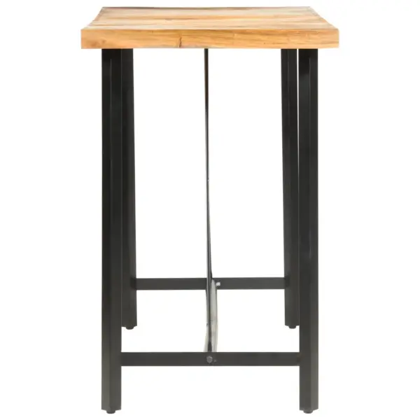 9-osaline baarikomplekt akaatsiapuidust lauaga, nahk- ja purjeriidest baaripukkidega, pruun/must, laud 180 x 70 x 107 cm – 4