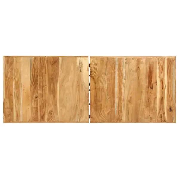 9-osaline baarikomplekt akaatsiapuidust lauaga, nahk- ja purjeriidest baaripukkidega, pruun/must, laud 180 x 70 x 107 cm – 5
