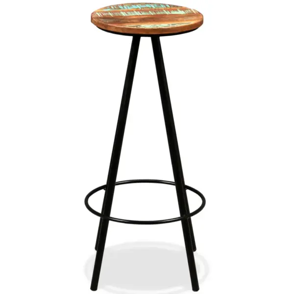 Tööstusliku stiiliga baarikomplekt taaskasutatud puidust ja terasest raamiga, 3-osaline, laud 60 x 60 x 107 cm, baaripukid 30 x 76 cm – 8