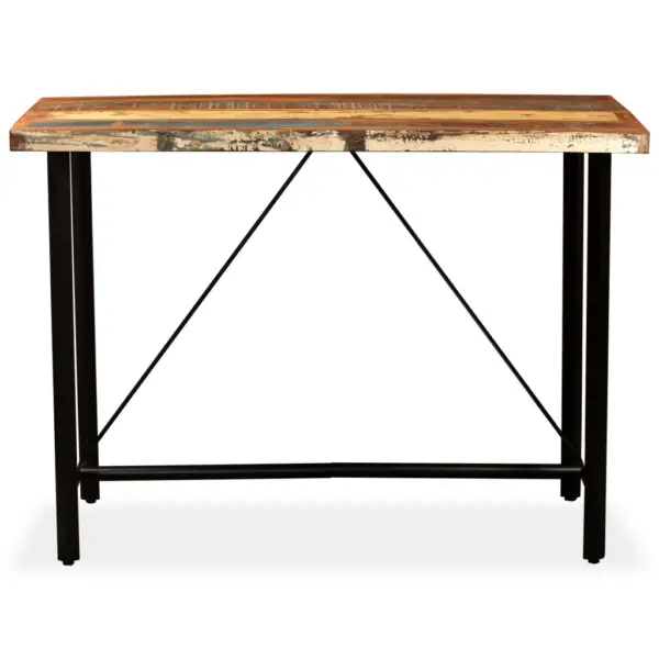 Tööstusliku stiiliga baarikomplekt, 7 osa, taaskasutatud puit ja teras, pruun, laud 150 x 70 x 107 cm – 3