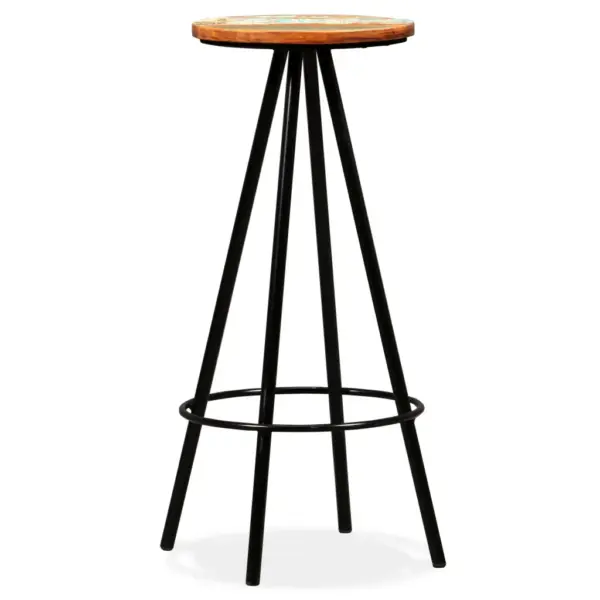 Tööstusliku stiiliga baarikomplekt, 7 osa, taaskasutatud puit ja teras, pruun, laud 150 x 70 x 107 cm – 8