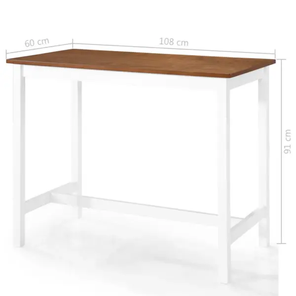5-osaline baarilaua ja baaritoolide komplekt, pruun-valge, laud 108 x 60 x 91 cm – 8