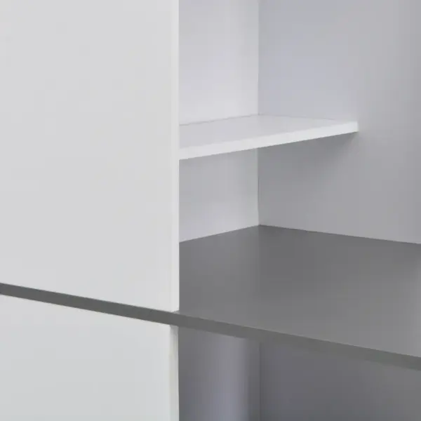 Baarilaud hoiukapiga, valge ja halli lauaplaadiga, 115 x 59 x 200 cm – 5