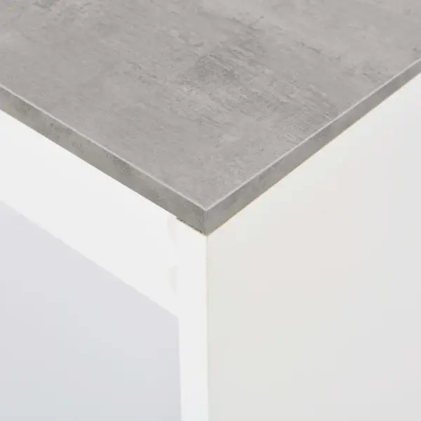 Baarilaud kolmekorruselise riiuliga, valge/betoon, 110 x 50 x 103 cm – 5