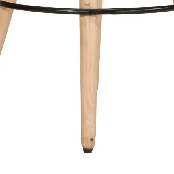 Baaripukid jalatoega 2 tk, karvasest kitse­nahast istmega, töötlemata mangopuit, pruun, 75 cm – 4