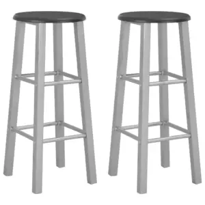 Baaripukid terasraamiga, 2 tk, must ja hõbedane, MDFist iste, 70 cm