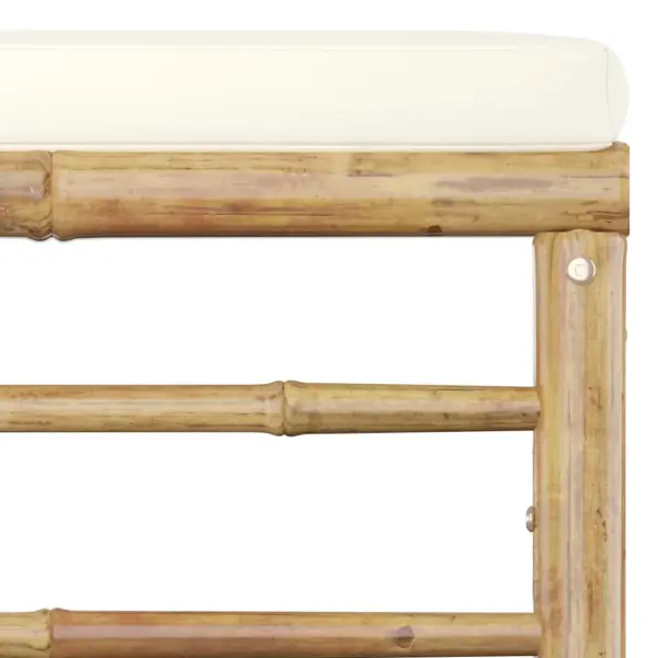 6-osaline bambusest aiamööbli komplekt kreemjasvalgete patjadega, modulaarne nurgadiivanikomplekt – 8