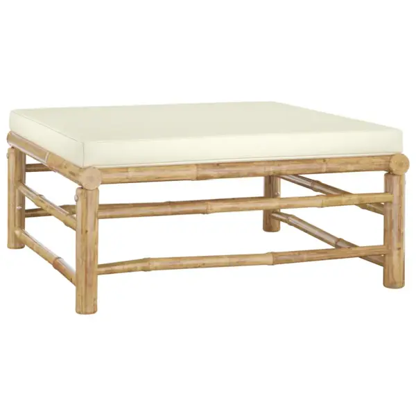 10-osaline bambusest aiamööbli komplekt kreemjasvalgete patjadega – 7