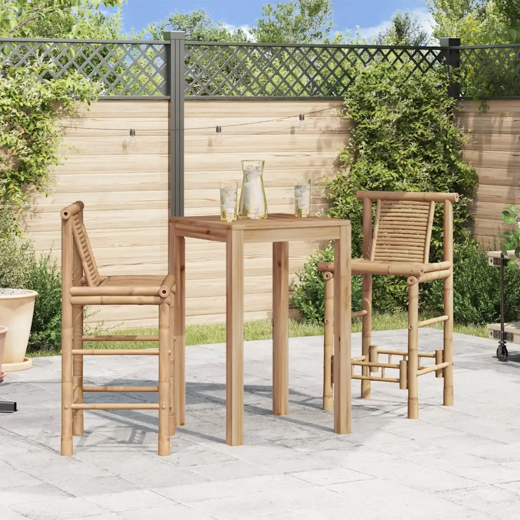 Bambusest baaritoolid seljatoega, 2 tk, pruun, 53 x 45 x 102 cm