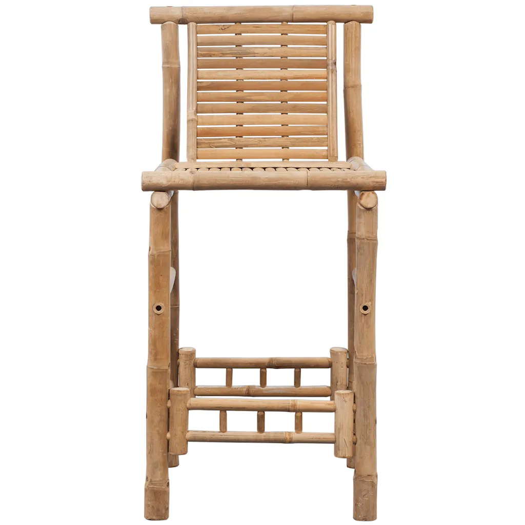 Bambusest baaritoolid seljatoega, 2 tk, pruun, 53 x 45 x 102 cm