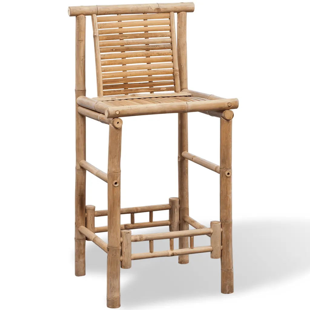 Bambusest baaritoolid seljatoega, 2 tk, pruun, 53 x 45 x 102 cm