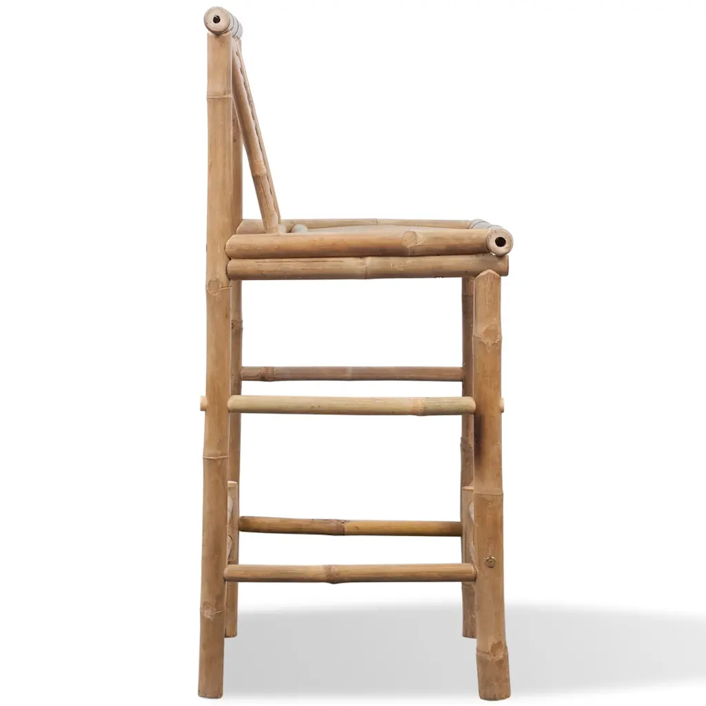 Bambusest baaritoolid seljatoega, 2 tk, pruun, 53 x 45 x 102 cm