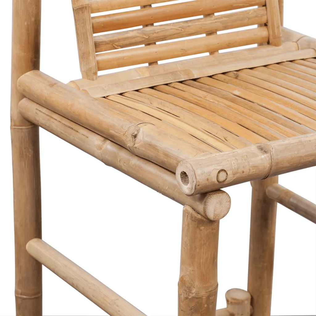 Bambusest baaritoolid seljatoega, 2 tk, pruun, 53 x 45 x 102 cm