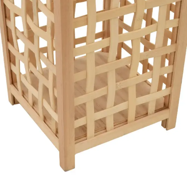 Rippuv bambusest küünlalatern klaaspurgiga, naturaalne, 19,5 x 19,5 x 84 cm – 4