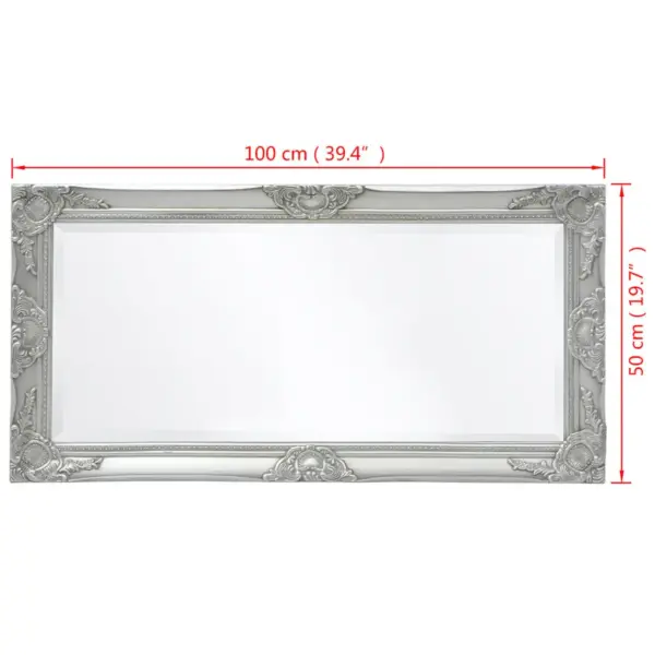 Barokkstiilis hõbedane seinapeegel kaldservaga, 100 x 50 cm – 9