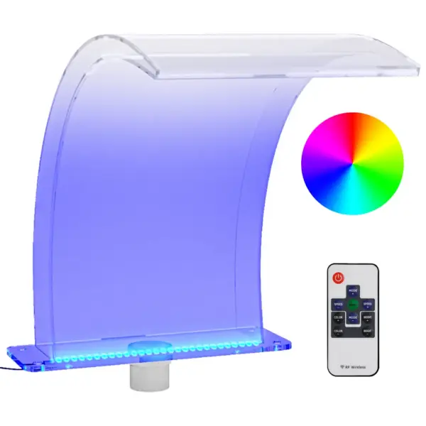 Basseini veejuga purskkaev RGB LED-valgustusega, läbipaistev akrüül, 30 x 56,5 x 50 cm – 2