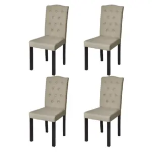 Chesterfield stiilis söögitoolid, 4 tk, beež polüesterkangas, 42 x 53 x 95 cm