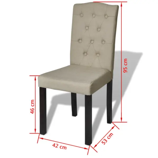 Chesterfield stiilis söögitoolid, 4 tk, beež polüesterkangas, 42 x 53 x 95 cm – 6