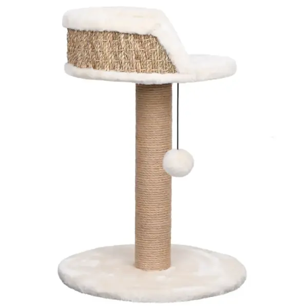 Beež kraapimispostiga kassimaja, mererohi ja plüüs, 49 cm - 4