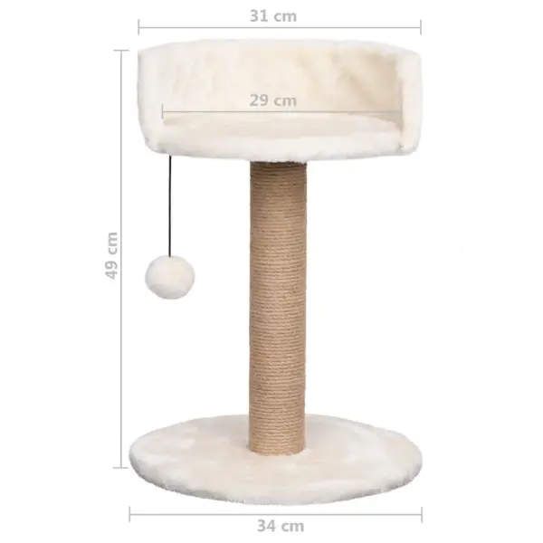 Beež kraapimispostiga kassimaja, mererohi ja plüüs, 49 cm - 8