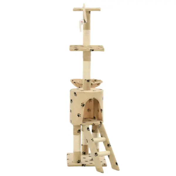 Beež kassimaja kraapimispuuga, käpajälgedega, 138 cm – 4