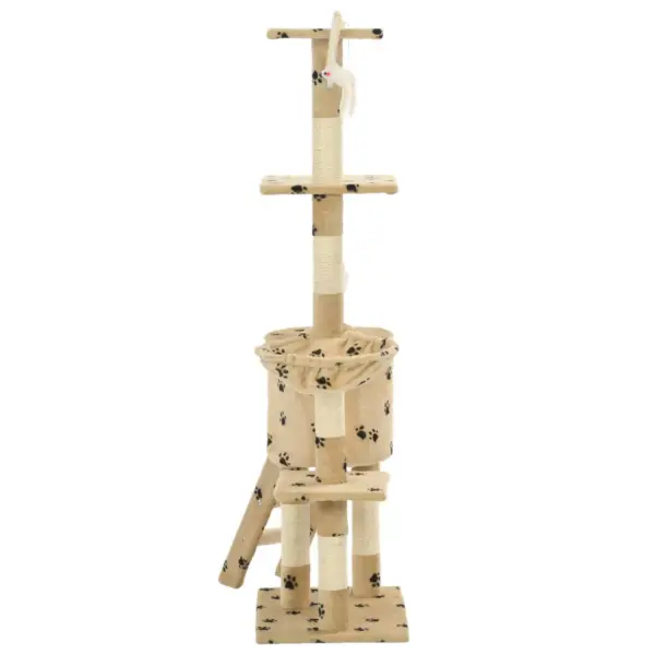 Beež kassimaja kraapimispuuga, käpajälgedega, 138 cm – 5