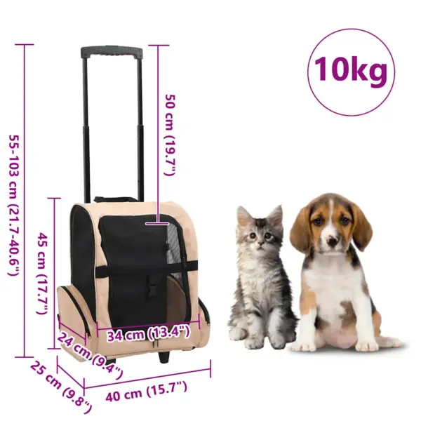 Beež kokkupandav lemmikloomakäru seljakoti ja käekotina, kuni 10 kg – 8