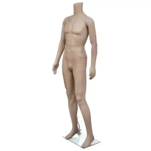 Beež meesmannekeen ilma peata klaasalusel, 176 cm