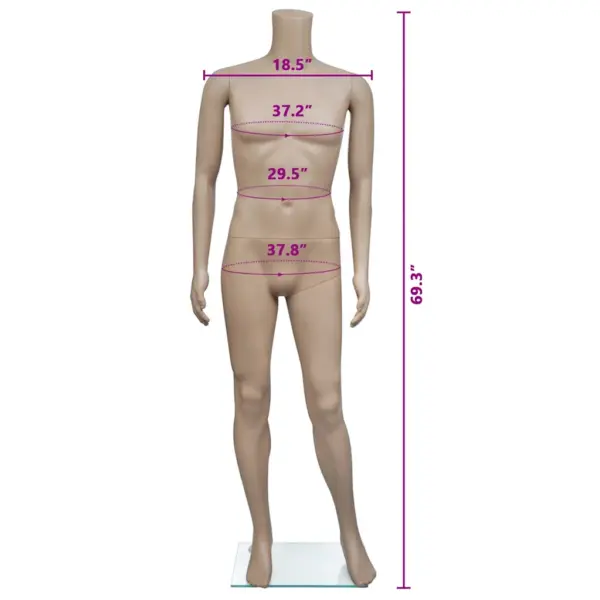 Beež meesmannekeen ilma peata klaasalusel, 176 cm – 5